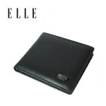 ELLE男用真皮短夾 素面基本款(EL-81615)黑