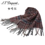 【S.T.Dupont】羊駝毛混紗時尚格紋圍巾-咖啡紅系989120-6買一送一